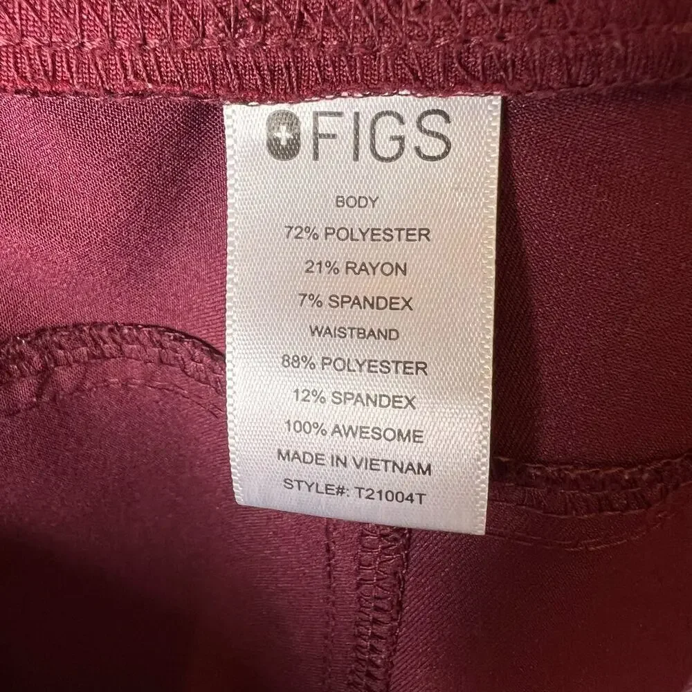 Figs Scrub Pants Mens Size XXL/T Burgundy T-21004T Heavy Duty Waistband Medical